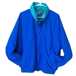 Vintage windbreaker Pacific Trail Royal Blue Jacket with Teal Collar and lining